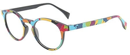 HoveeLuty Klare Linsengläser Runde Rahmen Brillen Mode Brille Buntes Vintage Regenbogen Schwarz Brillen Rahmen Brillen (rahmenfarbe: C9)