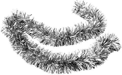 TIENDA EURASIA - Espumillón y Guirnalda para Árbol de Navidad, Escaleras, Exterior - Metálico, 180 cm (Gris)