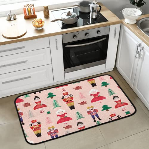 TropicalLife Christmas Nutcrackers Pink Runner Rugs Doormat Indoor Kitchen Floor Mat Rug Hallway Hall Carpet Runner Rugs for Kitchen, Dining Room, Laundry Room 39 X 20 Inch