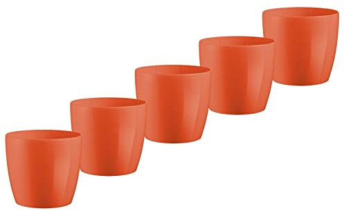 ECOMACETAS FLOWERPOT STORE Maceta Decorativa de Colores, Maceta de Plástico Color Rojo Coral, 6 tamaños (5, 26 cm)