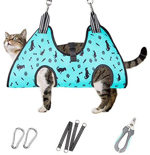 ATESON Dog&Cat Grooming Hammock - Pet Harness for Grooming Nail Trimming (XS 15lb), Dog Sling for Nail Clipping, Dog Hanging Holder for Cutting Nail with Nail Clippers