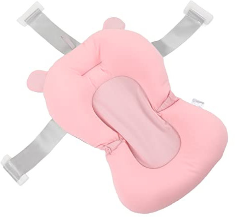 Badewannensitz, Große Platzsichere Babywannen-Sitzkissenfixierung Schwimmend für Kleinkinderbad (Rosa Bär)
