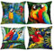 Tucocoo Papageien-Kissen - Dekorative, quadratische Kissenbezüge, 45 x 45 cm, 4 Stück, Wildtiere, Natur, Vögel, Bunte Wurfkissen für Couch, Sofa, Bett, Auto