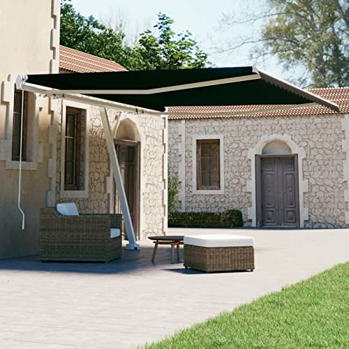 Standmarkise Einziehbar Handbetrieben, LAPOOH Sichtschutz Balkon, Balkon Markise, Seitenmarkise, Klemmmarkise, Sonnenvorhang, Balkonmarkisen, 400x300 cm Anthrazit