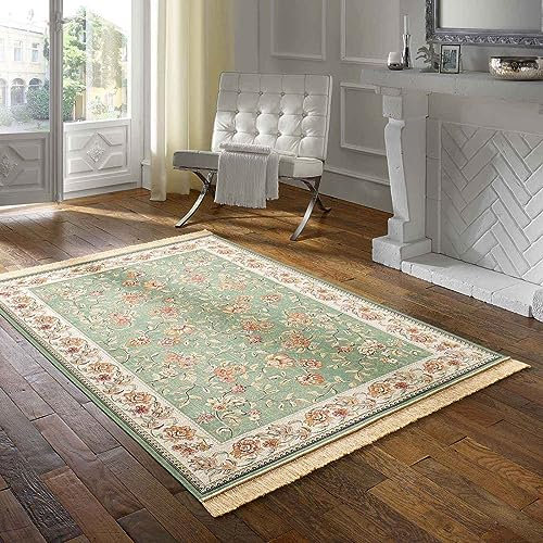 Taracarpet Teppich Palazzo Royal Antique Roses grün 135x195 cm Kurzflor Orientteppich für Wohnzimmer Esszimmer und Schlafzimmer