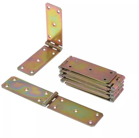 Aqbau® 10er Set Kistenband Scharnier 40 x 200mm aus feuerverzinkt, Schwerlastscharnier, Tischbänder, Gerollte scharniere klappbar, Möbelscharniere, Kistenscharnier, Robuste Türscharnier