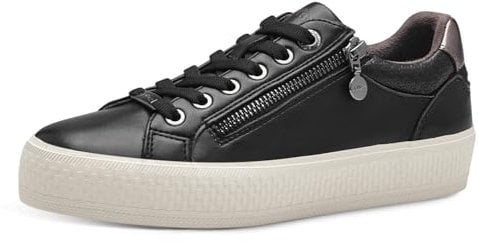 s.Oliver Damen Sneaker flach mit Reißverschluss Freizeit, Schwarz (Black), 38 EU