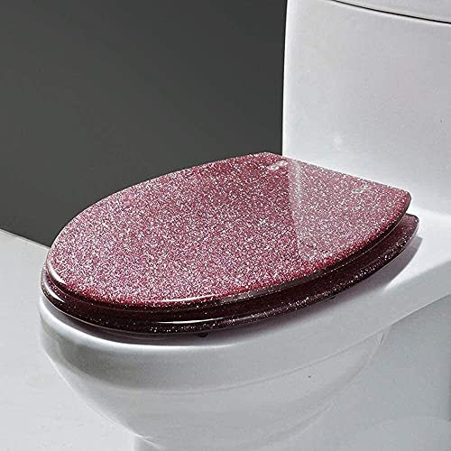 WC-Sitz, WC-Sitze mit Soft-Close-Funktion, Edelstahlscharniere, WC-Sitz, Toilettendeckel (Pink Starlight)