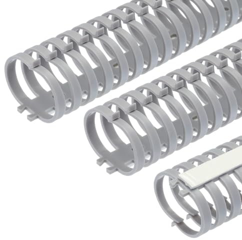 sourcing map 3pcs 20 Cable Raceway 40mm Dia Cord Cover Hider Cable Management Wire Channel with Self Adhesive, Buckle & Scale, Grey