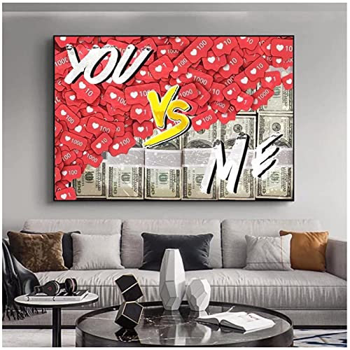 RAAMKA Leinwandplakat Senza Cornice You Vs Me Picture Print Modern Family Bedroom Decor Posters 30x50cm