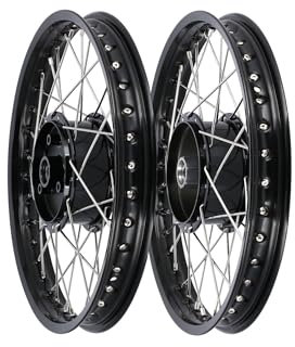 Set: 2x Tuning-Speichenrad 1,5 x 16 Alufelge Schwarz eloxiert + Edelstahlspeichen - für Simson S51, S50, KR51 Schwalbe, SR4