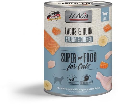 Mac's Cat Premium Nassfutter für Katzen, 6 x 800 g (Lachs und Huhn)
