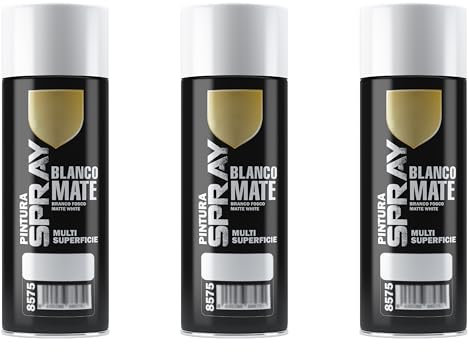 Etrexonline Pintura Spray Multicolor Profesional | 400ml | Adecuado para Metal, Madera & Plástico | Blanco Mate | Secado Rápido | Paquete de 3