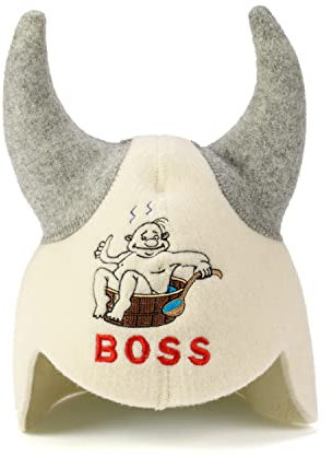 SAUNA GURU Boss Hat - 100% Organic Wool Felt Cap, Banya Hair Protector, Embroidered Russian Accessory, Gifts for Women and Men