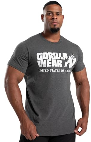 Gorilla Wear Classic T-Shirt - schwarz - klassisches Oberteil mit Logo zum Sport Alltag Training Workout Laufen Joggen bequem Normale Passform leicht aus Baumwolle bewegungsfreiheit groß