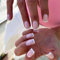 24PCS French Tip False Nails - Pearly-Lustre Press on Nails - Pink Medium Length Little Shimmer Fake Nails with Glue - Glossy Full Cover Glue on Nails Long Lasting Salon Home DIY