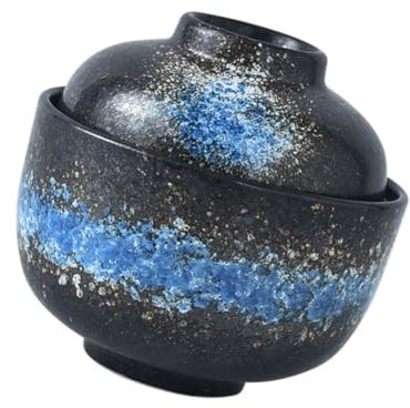 Mikinona Japanese Style Stew Pot Ceramic Soup Bowl with Lid Household Steaming Cup Versatile Dessert and Noodle Bowl for Kitchen Use Ideal for Soups and Stews
