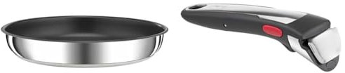TEFAL Ingenio Preference Poêle 22 cm, Empilable, Acier inoxydable, Revêtement & Ingenio Poignée amovible Premium noire, Empilable, Verrouillage sécurité 3 points, Supporte jusqu'à 10 kg
