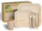 ECO Leaf 350 Pcs Disposable Palm Leaf Dinner Set | 50 X 10 Square Plates, 6 Square Canape Plate, 8oz Bamboo Paper Cups, Wooden Cutlery Set | Eco-Friendly Heavy-Duty Bundle for Wedding, Party, Picnic