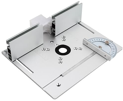 MEHOOSPVN Router Table Insert Plate Aluminum Alloy Wood Milling Flip Board Trimming Machine Engraving Auxiliary Tool with Miter Gauge Table Saw Woodworking Benches, 3PCS 180° Rotation Router, Silver