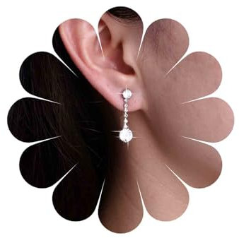 Inateannal Pendientes colgantes de cristal pendientes de cadena de diamantes de imitación plata pendientes tuerca circonita cúbica pendientes largos borlas cristal pendientes boda brillantes circonita