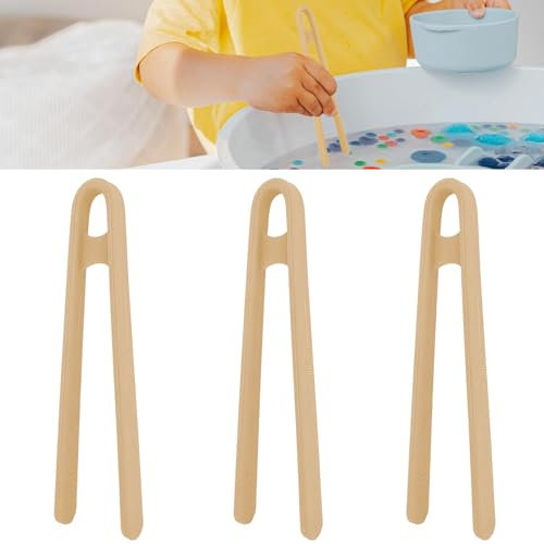 3 Stück Zange Lebensmittelclip aus Silikon Küche Silikonzange Mini Silikonzange Kinderspielzeugzange Zange Küche für Grillzangen für Salat, Süßigkeiten, Brot, Reinigung des Teeservices(Gelb)