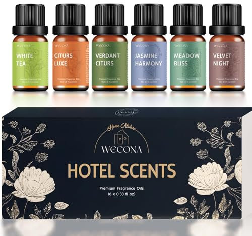Wecona Ätherische Öle Set – 6x10ml ätherische Öle naturrein für Diffuser & Luftbefeuchter, Duftöl für Kerzen & Seifenherstellung, Kerzen Duftöl Geschenk für Zuhause, Spa & Duftliebhaber