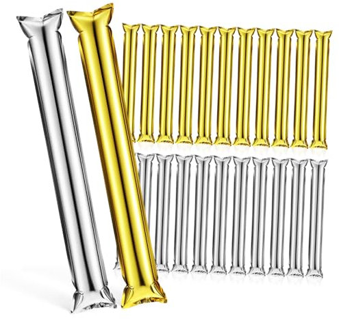OFFSCH Aufblasbare Lärmstäbe aus Aluminiumfolie 24 Stück Automatisch Verschlossen als Fussball Party Deko und Fussball Fest Deko für Wettbewerbe und Partys