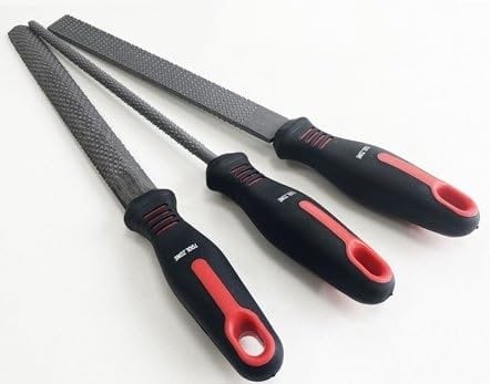 Unibos | 2X 3pc Carbon Steel Rasp File Set | Carpenter | Wood | Hand Tools | Flat | Half | Round | 12.4 Inch Length | Workshop | Garage | Woodworking | Soft Grip | Construction | DIY