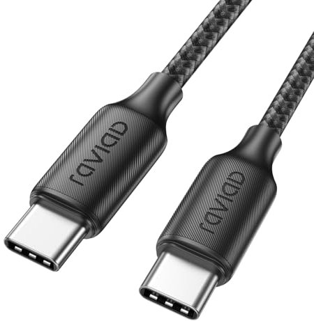 RAVIAD Cable USB C Carga Rapida 100W 1M Cable USB C a USBC PD3.0 5A Cable Tipo C QC3.0 Nylon Cable Carga Rapida Tipo C para iPhone 16 15 Plus Pro Max Galaxy S24 S23 MacBook Pad Google Pixel