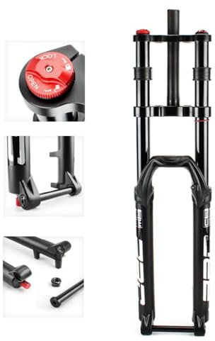 27,5 Zoll 29er Luftgabel Magnesiumlegierung Doppelschulter Downhill Bike Federung Fork 28,6 mm für MTB DH Schwarz 150 mm