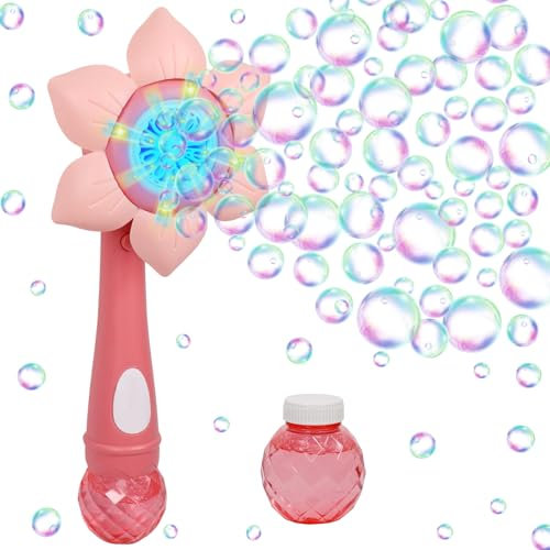 Seifenblasenmaschinen Kinder, Seifenblasen Stab Elektrisch, Seifenblasen Fantastischer Seifenblasenmacher, Seifenblasenmaschine Mädchen, Geschenk für Kinder Geburtstag Outdoor Party Hochzeit (PINK)