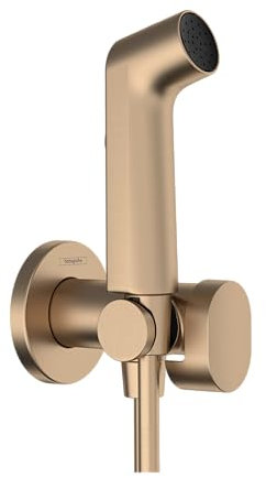 hansgrohe Bidette Handbrause S mit 1 wassersparenden Strahlart (EcoSmart), inkl. Absperrventil, Brausehalter und Brauseschlauch 1,25 m, für Kaltwasser, Brushed Bronze, 29230140
