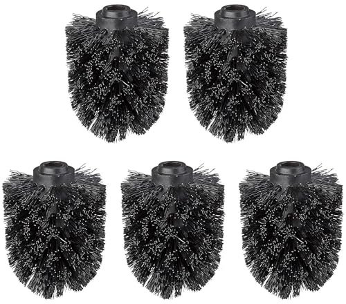 GERUIKE WC Bürstenkopf Ersatzbürstenkopf für Toilettenbürsten, Klobürste Ersatz im 5er Set, Schwarz, 16mm Gewinde, Ø 7 x 9,5cm