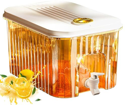 Stibtmr 5L Dispensador De Agua para Frigorífico Dispensador De Agua para Frigorífico con Grifo Recipiente De Agua con Grifo Estante Recargable Recipiente De Bebidas para Frigorífico