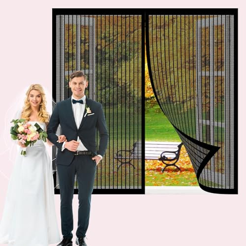Zanzariera Magnetica per Porte 116 x 240 cm con Magneti Anti Zanzare Insetti Zanzariera Magnetica per Porte Finestra per Legno, Ferro, in Alluminio, Nero
