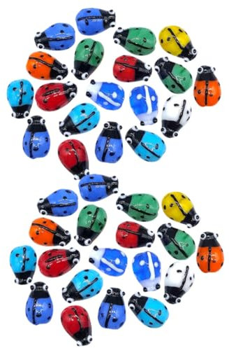 ARTIBETTER 50 Stück DIY Ladybug Glasperlen für Schmuckherstellung Ornamental Perlen zum Basteln von Armbändern und Anhängern für Handarbeiten und