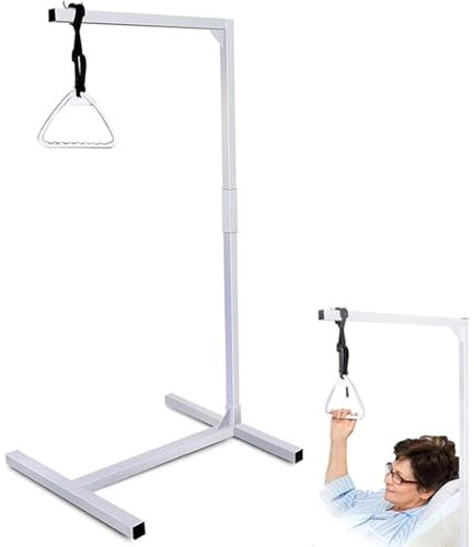 Bettaufrichter Bettgalgen Trapezstange für Bett-Mobilitätshilfen zum Anheben, robuste Klimmzughilfe mit Bodenständer, 1,52 bis 2,13 m höhenverstellbares Anheben, Patiententransporter für Pfl