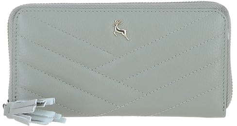 Ashwood Luxury Ladies’ Leather Purse – RFID-Protected Genuine Leather Wallet – Elegant Long Purse with 8 Card Slots, Zip Pocket & Gold Hardware – Secure, Stylish & Spacious: 32049 (Sage)
