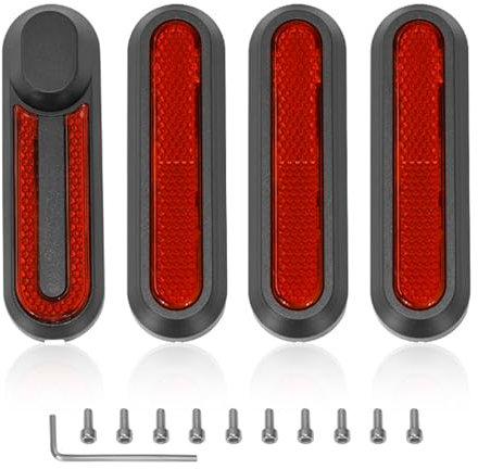 WANTUSHUI 4 Stück Reflektierende Hinterradabdeckungen,Reflektoren Roller Radabdeckung Reflektorstreifen für Xiaomi M365 /Pro/Pro 2 /1S /Scooter 3 (Rot)