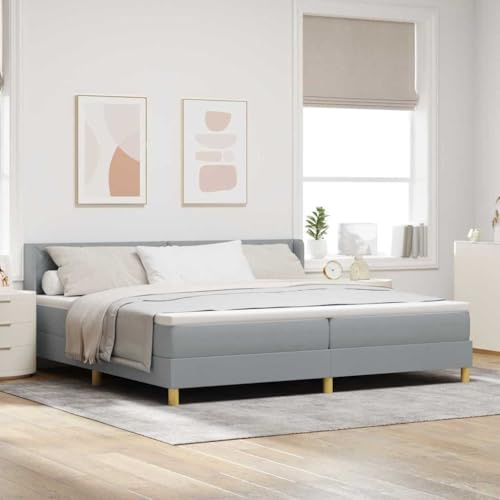 vidaXL Boxspringbett mit Matratze Hellgrau 200 x 200 cm Stoff, Schlafzimmer-Einrichtung, modernes Bett, höhenverstellbarer Boxspring, Bequeme Matratze, ergonomische Kopfstütze