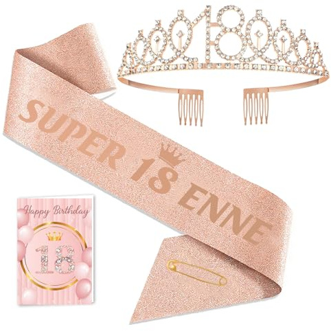 Toctax Fascia Corona Compleanno Personalizzata con Biglietto, Regali Gadget per 18 30 40 50 60 70 80 Anni, Idee Regalo e Decorazione per Donna