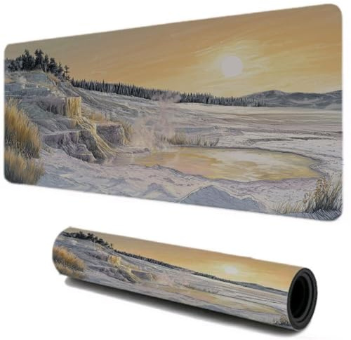 Schreibtischunterlage Baum, Mauspad XXL Großes 900x500, Gaming Mauspad Aussicht, Mouse Pad für Tastatur und Maus, Gummibasis und Genähten Kanten, Home Office Gadgets für Arbeit, Gaming, Studium I-341