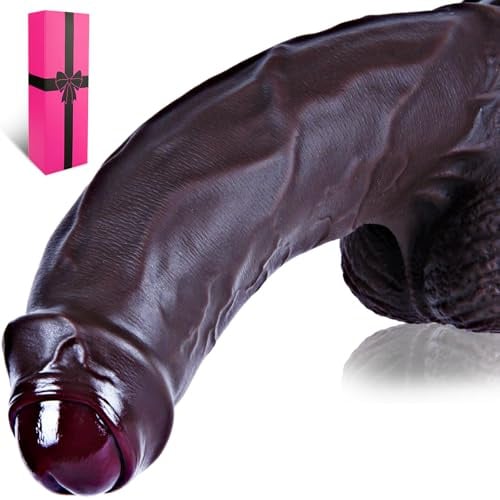 25 * 5,3cm Gode Silicone Double Densité Prépuce Ventouse Realiste Noir Gros | Godemichets Plug Anal Épaissi Double Couche, Long Point G, Sex Toy Pour Anus, Pour Femme Homme, Jouet Couples Lesbiennes