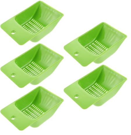 KOMBIUDA 5pcs Aquarium Gravel Cleaning Tool Plastic Soil Scoop with Ergonomic Handle for Fish Tank Maintenance Freshwater Saltwater Substrate Shovel Sand Sifter for Pool and Garden Use