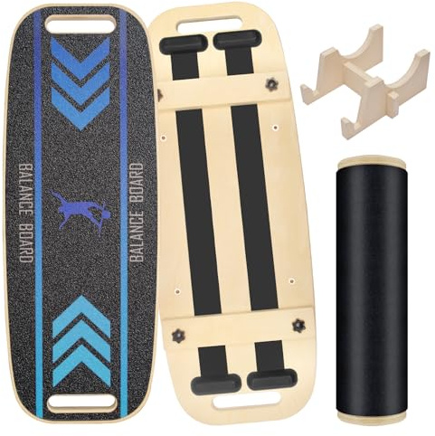 Diesisa Balance Board: Balanceboards Wackelbrett - Holz Balance Board Set Mit Rutschfest Rolle Und Stützständer- Gleichgewichtstrainer Für Fitness, Reha & Koordination
