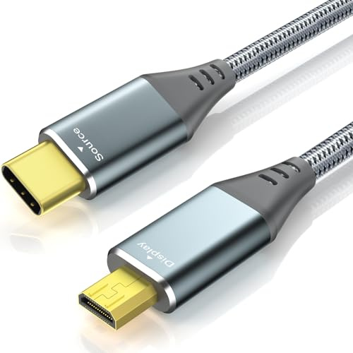 RUIZHI USB C to Micro HDMI Cable 6FT, 4K@60Hz 18Gbps Nylon Braided Adapter
