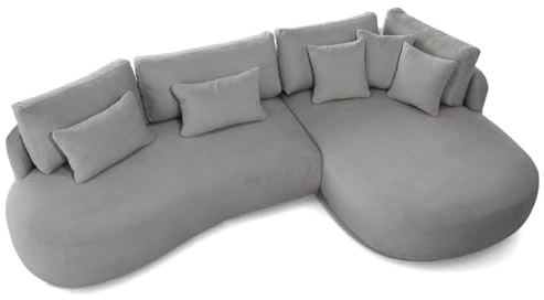 MW EURO-MEBLE Ecksofa Jacobs MINI - Wohnlandschaft, Polstersofa, Polstercouch (Rechte Seite - Grau: Fredo 35)