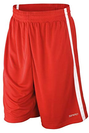 Spiro Herren-Basketball-Shorts, schnelltrocknend, Rot (rot/weiß), Gr. 3XL