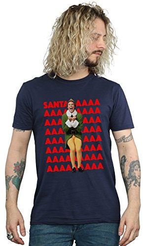 Elf Men's Buddy Santa Scream T-Shirt X-Large Navy Blue